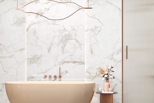 Calacatta Arabesque от New Trend – фото кафеля из коллекции и цена в каталоге «Эмарти